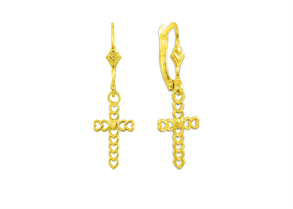 Open Heart Religious Cross Dangle Earring